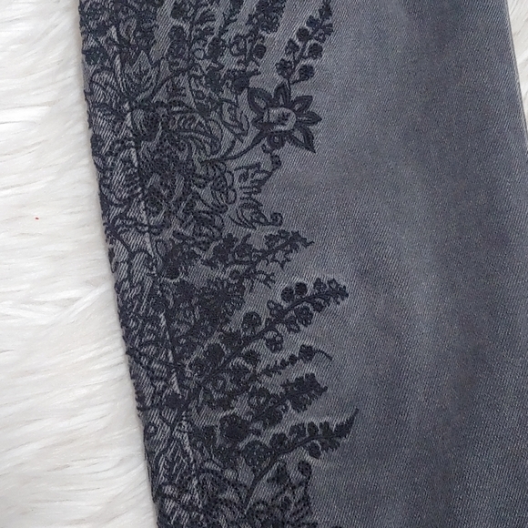 Free People Grey Embroidered Girlfriend Jeans - Picture 8 of 11